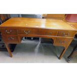 19TH CENTURY MAHOGANY DESK WITH CENTRALLY SET DRAWER FLANKED BY 2 DRAWERS TO EITHER SIDE ON SQUARE