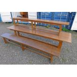 20TH CENTURY OAK KITCHEN TABLE 306CM LONG & PAIR OF MATCHING BENCHES