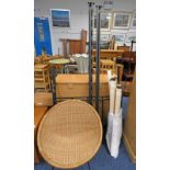 1 X SINGLE METAL FRAMED BED & RATTAN ROUND CHAIR