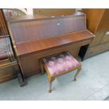 BENTLEY UPRIGHT OVERSTRUNG PIANO & STOOL