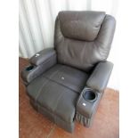 BROWN LEATHER ELECTRIC RECLINING CHAIR