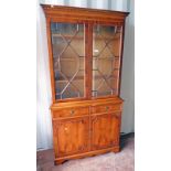 20TH CENTURY MAHOGANY BOOKCASE WITH 2 ASTRAGAL GLAZED DOORS OVER 2 DRAWERS OVER 2 PANEL DOORS,