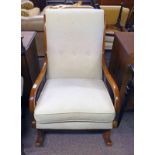 20TH CENTURY MAHOGANY FRAMED ROCKING CHAIR 93CM TALL