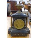 LATE 19TH CENTURY SLATE MANTLE CLOCK WITH GILT METAL MOUNTS & DIAL SIGNED JAMES MUIRHEAD & SON,