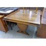 20TH CENTURY OAK PULL-OUT REFECTORY TABLE 212CM EXTENDED LENGTH X 107CM WIDE