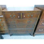 MAHOGANY CHEST OF DRAWERS WITH SATINWOOD CROSSBANDING & BOXWOOD INLAY WITH 2 SHORT OVER 3 LONG