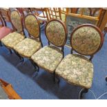 SET 4 19TH CENTURY ROSEWOOD FRAMED CHAIRS ON CABRIOLE SUPPORTS