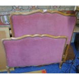 PAIR OF PADDED SINGLE BED ENDS