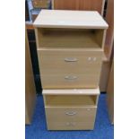 2 BEDSIDE CABINETS & 2 DRAWER UNDER SHELF