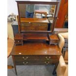 LATE 19TH CENTURY MAHOGANY DRESSING TABLE WITH BOXWOOD INLAY