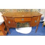 MAHOGANY SIDEBOARD WITH CENTRALLY SET DRAWER FLANKED BY 2 BOWED DOORS,