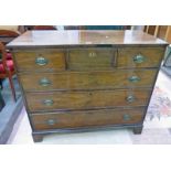 19TH CENTURY MAHOGANY CHEST OF 2 SHORT OVER 3 LONG DRAWERS ON BRACKET SUPPORTS 98 CM TALL X 114