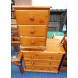PINE CHEST OF DRAWERS WITH 3 LONG DRAWERS.