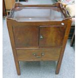 MAHOGANY CABINET WITH GALLERY TOP & 2 DOORS OVER DRAWER,