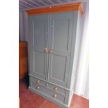 PAINTED 2 DOOR WARDROBE WITH 2 SHORT OVER 1 LONG DRAWER