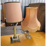 STRATHEARN GLASS TABLE LAMP & ONE OTHER WITH METAL MOUNTS Condition Report: The