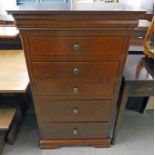 MAHOGANY CHEST OF 5 DRAWERS 74 CMS WIDE