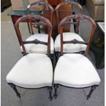 SET OF 6 19TH CENTURY WALNUT HAND CHAIRS WITH CARVED DECORATION & TURNED SUPPORTS