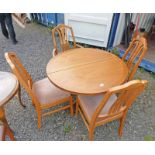 TEAK EXTENDING DINING TABLE & 4 CHAIRS