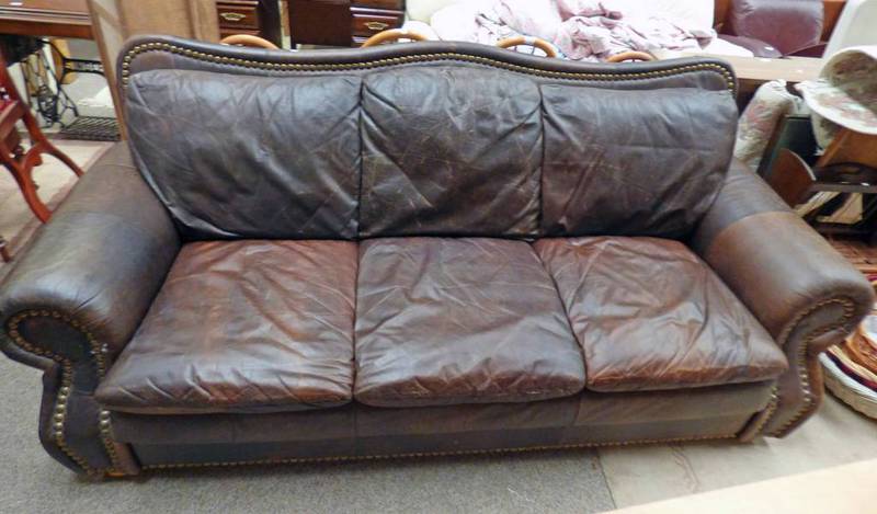 BROWN LEATHER SOFA