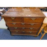 18TH CENTURY OAK CHEST OF DRAWERS WITH 2 SHORT OVER 3 LONG DRAWERS ON BRACKET SUPPORTS