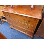 YEW WOOD CHEST OF 3 DRAWERS ON BRACKET SUPPORTS 66CM TALL X 80CM WIDE X 43CM DEEP