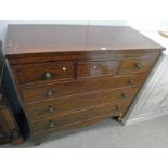 19TH CENTURY MAHOGANY CHEST OF 3 SHORT OVER 3 LONG DRAWERS ON SHAPED SUPPORTS