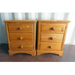 PAIR OF PINE BEDSIDE CABINETS WITH 3 DRAWERS