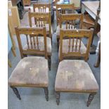 SET OF 6 LATE 19TH CENTURY OAK HAND CHAIRS WITH TURNED SUPPORTS & CARVED DECORATIVE