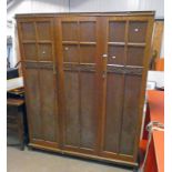 OAK 3 DOOR WARDROBE WITH CARVED DECORATION CIRCA 1920 Condition Report: The item has