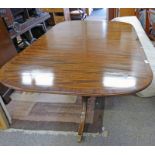 MAHOGANY TWIN PEDESTAL DINING TABLE WITH LEAF