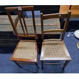 EARLY 20TH CENTURY MAHOGANY HAND CHAIR WITH BERGERE SEAT & SIMILAR OAK CHAIRS WITH BERGERE SEAT