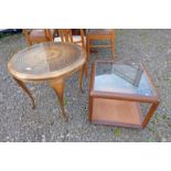 TEAK & GLASS TROLLEY & WALNUT BERGERE OCCASIONAL TABLE