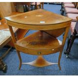 19TH CENTURY INLAID MAHOGANY CORNER WASHSTAND