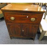 19TH CENTURY MAHOGANY BOXWOOD INLAID CABINET WITH SINGLE DRAWER OVER 2 DOORS