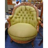 WALNUT FRAMED ARMCHAIR WITH SHAPED & CURVED SUPPORTS,