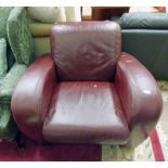 RED LEATHER CLUB ARMCHAIR