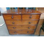 MAHOGANY CHEST OF 2 SHORT OVER 3 LONG DRAWERS ON CASTER,