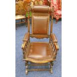 EARLY 20TH CENTURY WALNUT AMERICAN ROCKING CHAIR