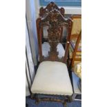 PAIR OF 19TH CENTURY OAK CHAIRS WITH CLASSICAL STYLE CARVED DECORATION ON SHAPED SUPPORTS