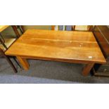 RECTANGULAR TEAK TABLE ON SQUARE SUPPORTS LENGTH 129CM