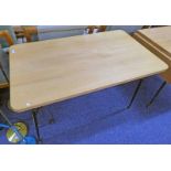 BEECH TABLE WITH METAL SUPPORTS
