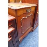 EARLY 20TH CENTURY MAHOGANY CABINET WITH SHAPED TOP & FALL FRONT HEIGHT 54CM