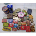 A GOOD AND VAST SELECTION OF CIGARETTE AND TOBACCO TINS TO INCLUDE STATE EXPRESS, TAM O SHANTER,