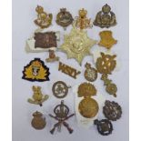 20 CAP AND OTHER BADGES TO INCLUDE DERBYSHIRE YEOMANRY, EAST LANCASHIRE, SCOTTISH HORSE,