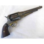 REMINGTON NEW MODEL ARMY PERCUSSION REVOLVER WITH 16CM LONG OCTAGONAL BARREL MARKED TO TOP FLAT