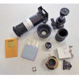 VARIOUS CAMERA RELATED ITEMS TO INCLUDE A SELECTION OF PIN HOLES FOR PIN HOLE CAMERA,