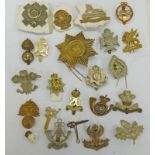 20 CAP BADGES TO INCLUDE CHESHIRE EARL OF CHESTERS YEOMANRY, LOUTH SCHOOL O.T.