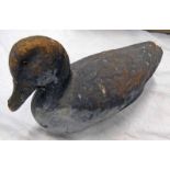 LATE 19TH , EARLY 20TH CENTURY PAPER MACHE DECOY DUCK WITH GLASS EYES,