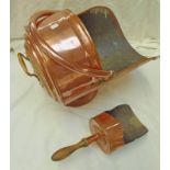 COPPER COAL SCUTTLE WITH SHOVEL